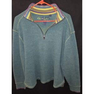 Robert Graham Ledson 1/4 Zip Sweater Size L Classic Fit‎ in Seaweed lime Limited